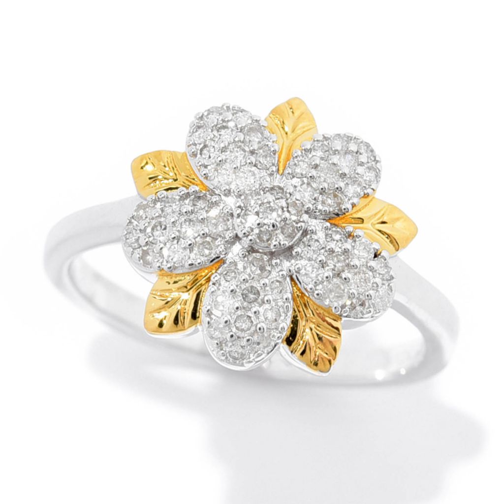 diamond-treasures-18k-gold-accented-0-36ctw-diamond-flower-ring