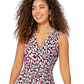 Leota Women's Sleeveless Perfect Wrap Maxi Dress in Brushstroke Leopard Fruit Dove  White