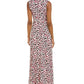 Leota Women's Sleeveless Perfect Wrap Maxi Dress in Brushstroke Leopard Fruit Dove Black Small Lord & Taylor White Size S