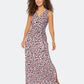 Leota Women's Sleeveless Perfect Wrap Maxi Dress in Brushstroke Leopard Fruit Dove  White