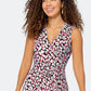 Leota Women's Sleeveless Perfect Wrap Maxi Dress in Brushstroke Leopard Fruit Dove  White