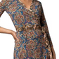 Leota Women's Floral Wrap Dress Blue Size L