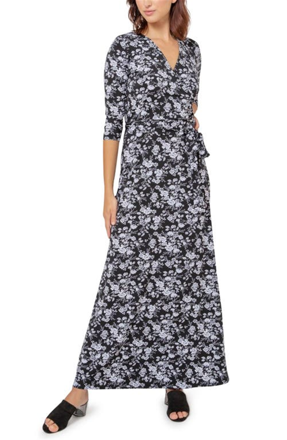 Leota Women's Perfect Maxi Wrap Dress Black Size Small