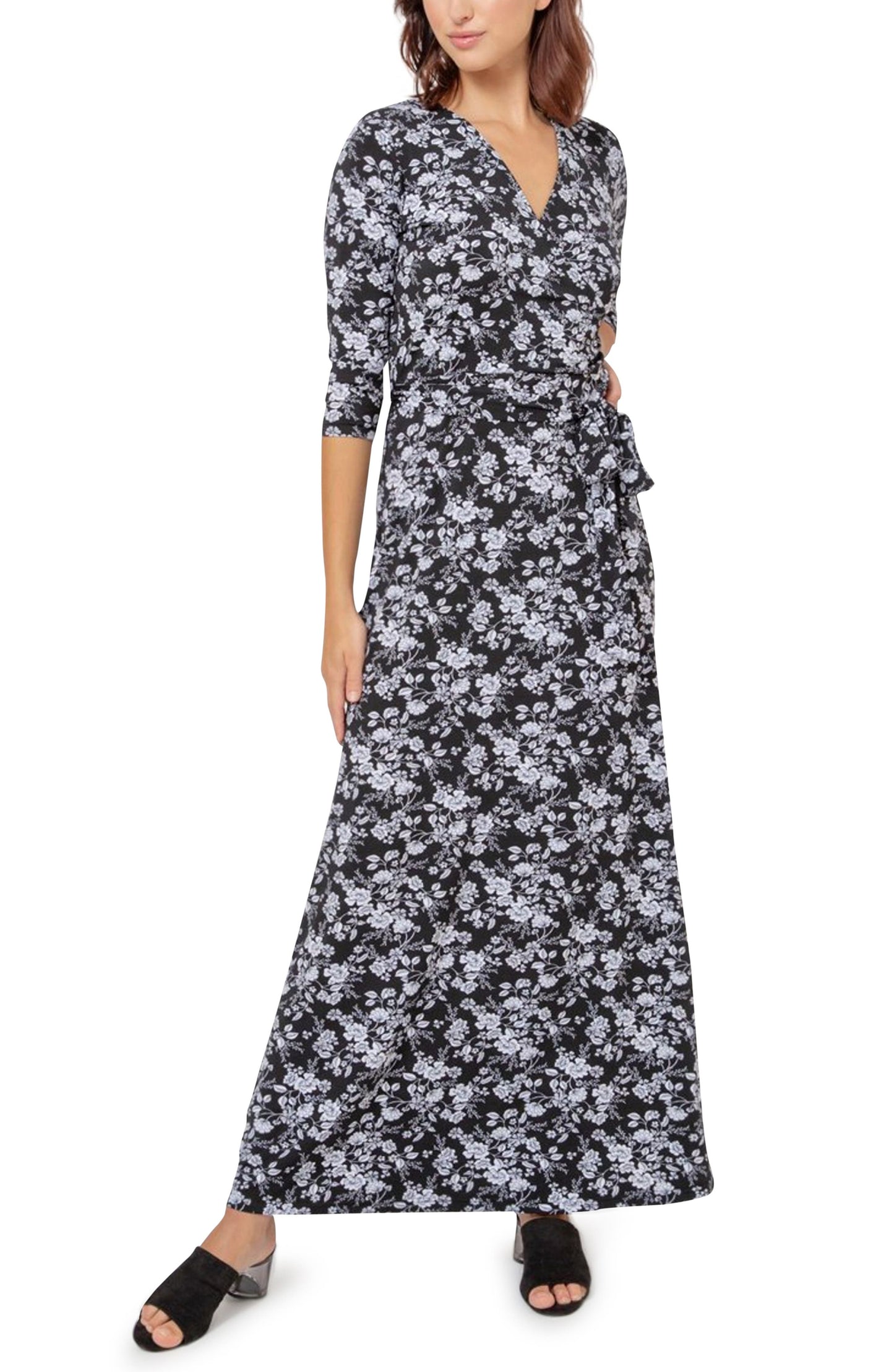 Leota Women's Perfect Maxi Wrap Dress Black Size X-Small