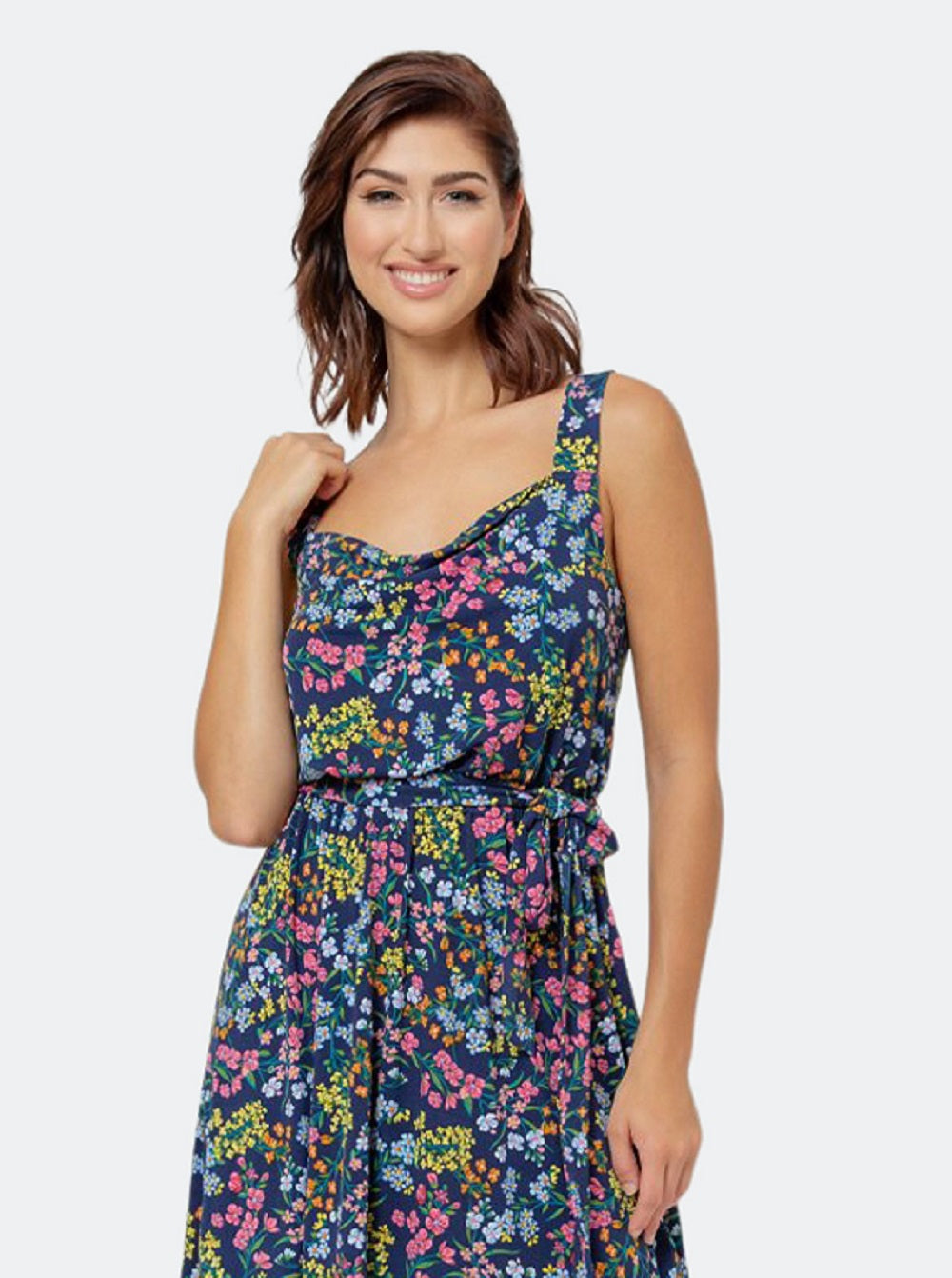 Leota Women's Isla Sleeveless Floral Print Dress Blue Size Small