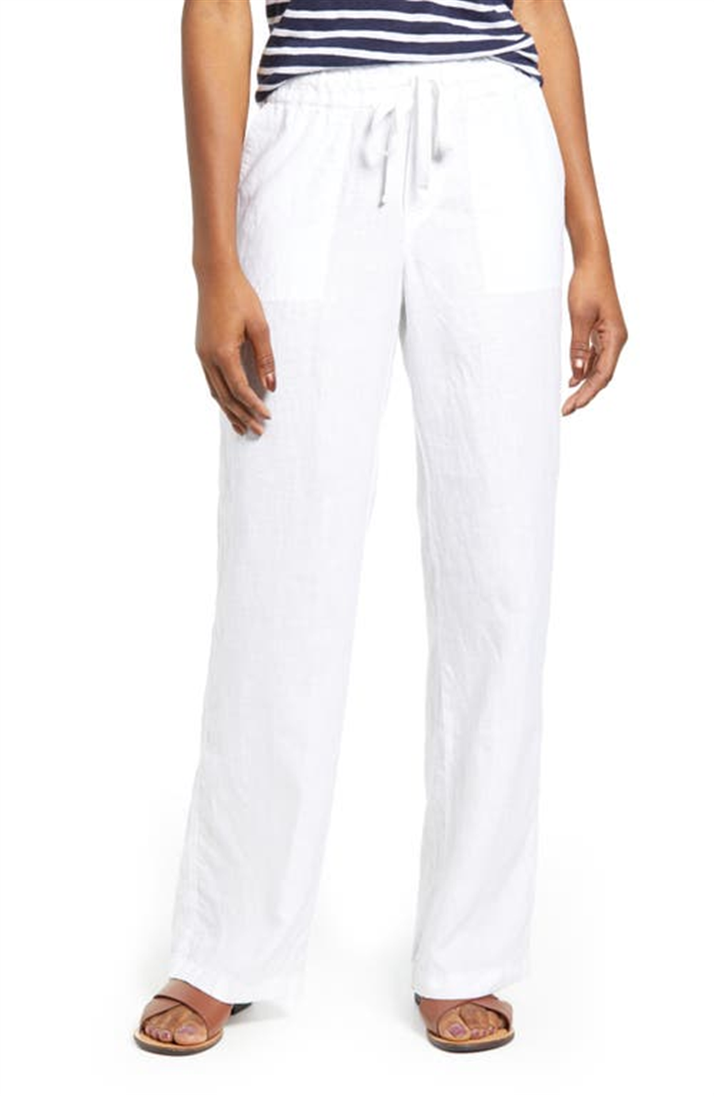 Caslon Women's White Linen Blend Pants Size X-Large
