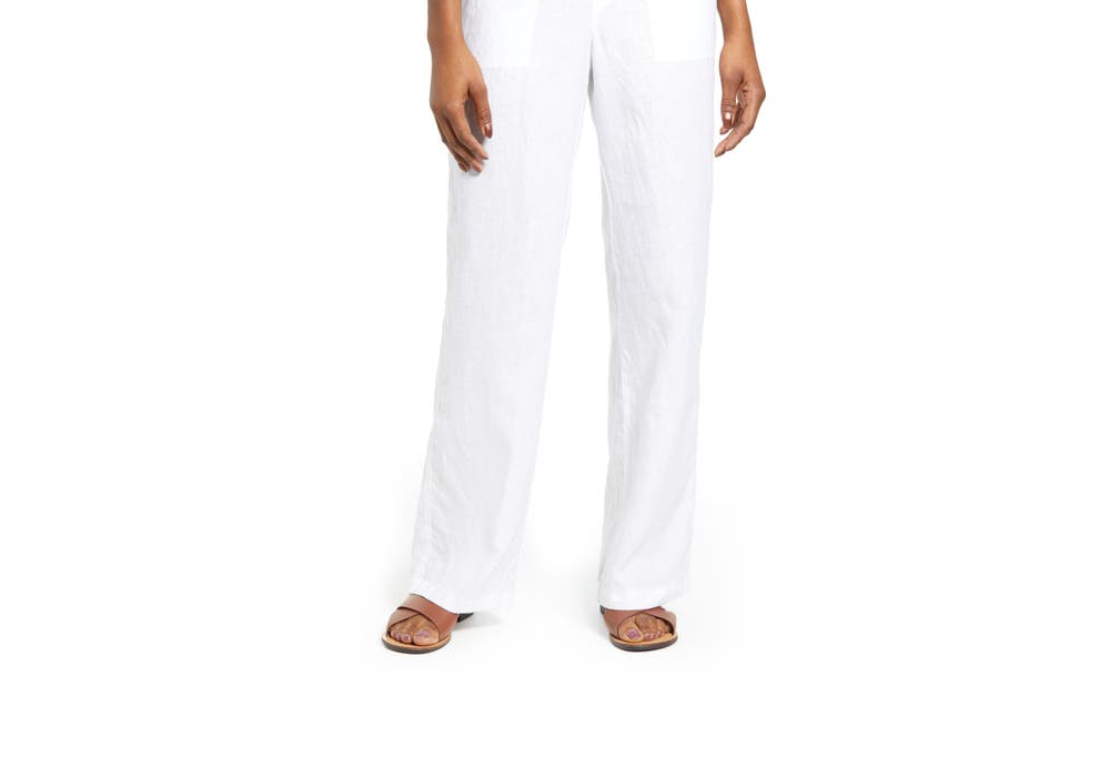 Caslon Women's White Linen Blend Pants Size X-Large