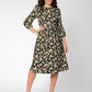 Leota Women's Iman Long Sleeve Midi Dress Black