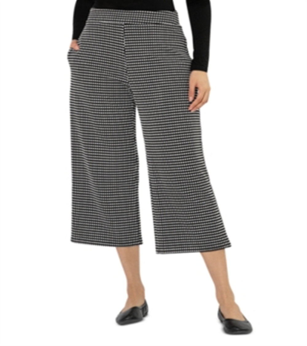 Leota Women's Judy Grid Print Culotte Pants Black Size L