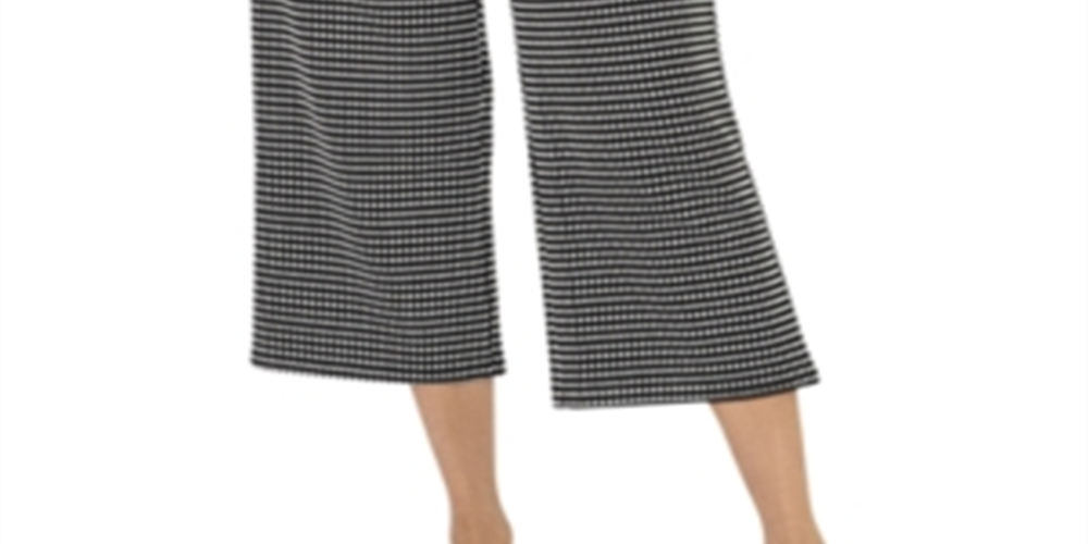 Leota Women's Judy Grid Print Culotte Pants Black Size L