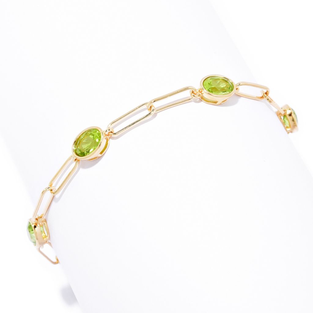 18k-gold-plated-7x5mm-oval-arizona-peridot-choice-of-size-paperclip-bracelet