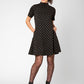 Leota Women's Anya Polka Dot Fit And Flare Dress Black Size X-Large