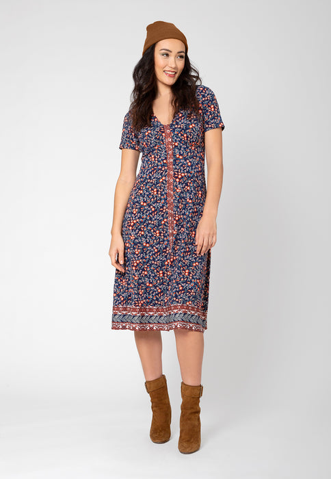 Leota Women's Francesca V Neck Midi Dress