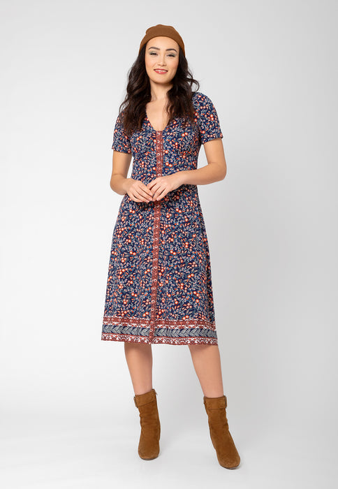 Leota Women's Francesca V Neck Midi Dress