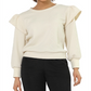 Leota Women's Ashley Ruffle Shoulder Sweatshirt White Size Small