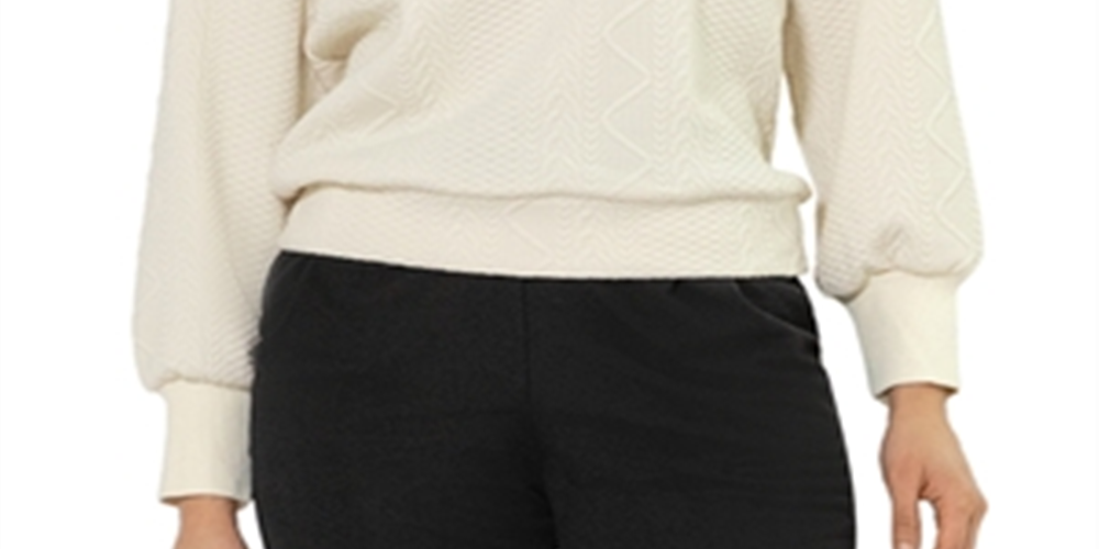 Leota Women's Ashley Ruffle Shoulder Sweatshirt White Size Small