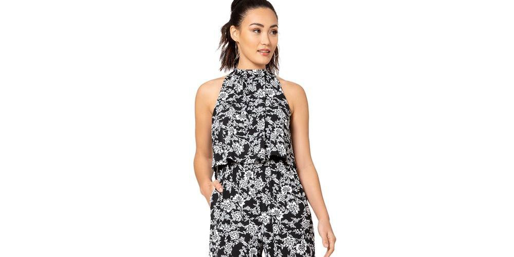 Leota Women's Skyler Ankle Length Jumpsuit Black Size Large