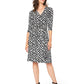 Leota's Women Wrap 3/4 Sleeve Dress Zig Zag Black White