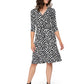 Leota's Women Wrap 3/4 Sleeve Dress Zig Zag Black White