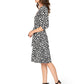 Leota's Women Wrap 3/4 Sleeve Dress Zig Zag Black White