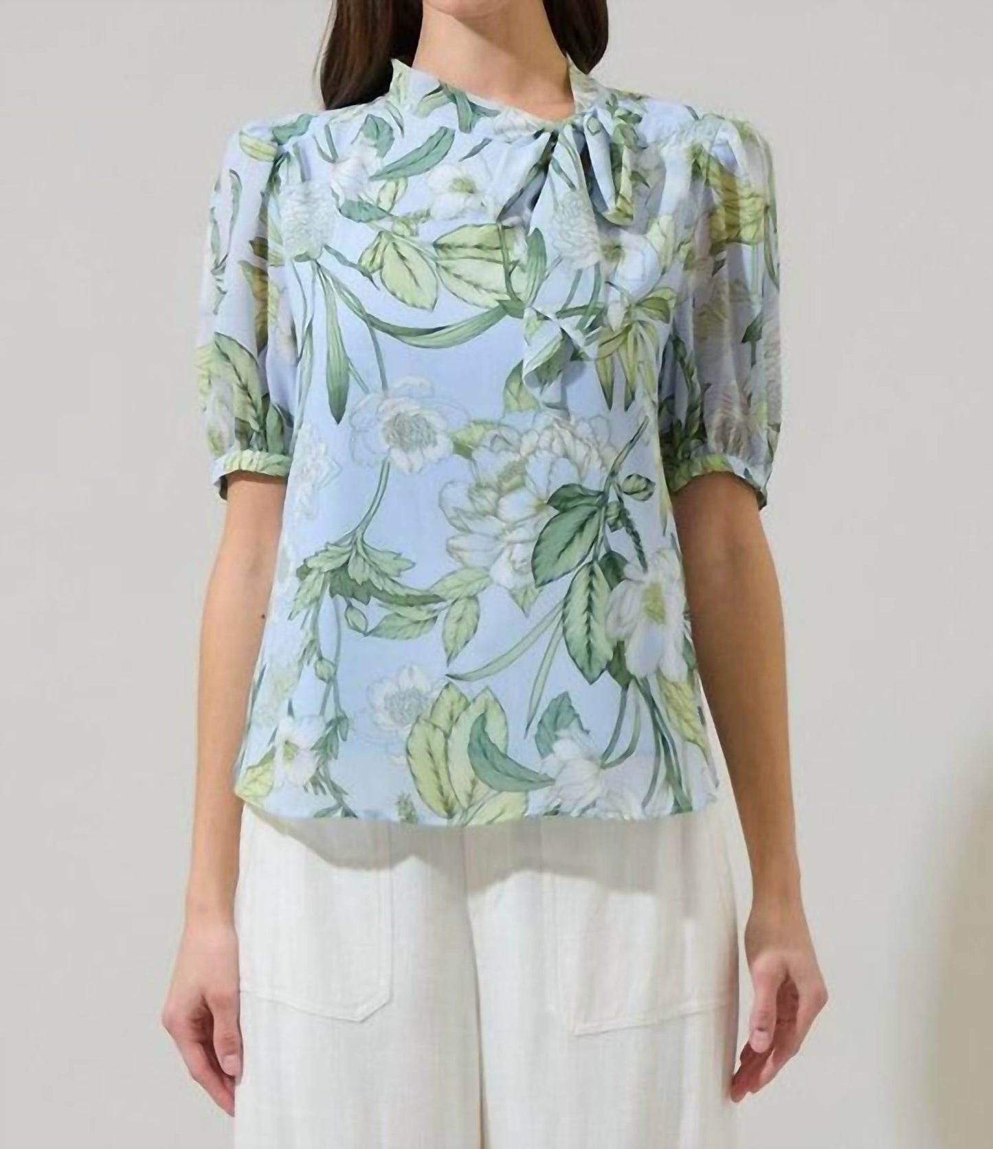 Sugarlips - Sara Bloom Tie Neck Blouse