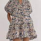 Entro - Ballina Floral Print V-Neck Bubble Sleeve Mini Dress