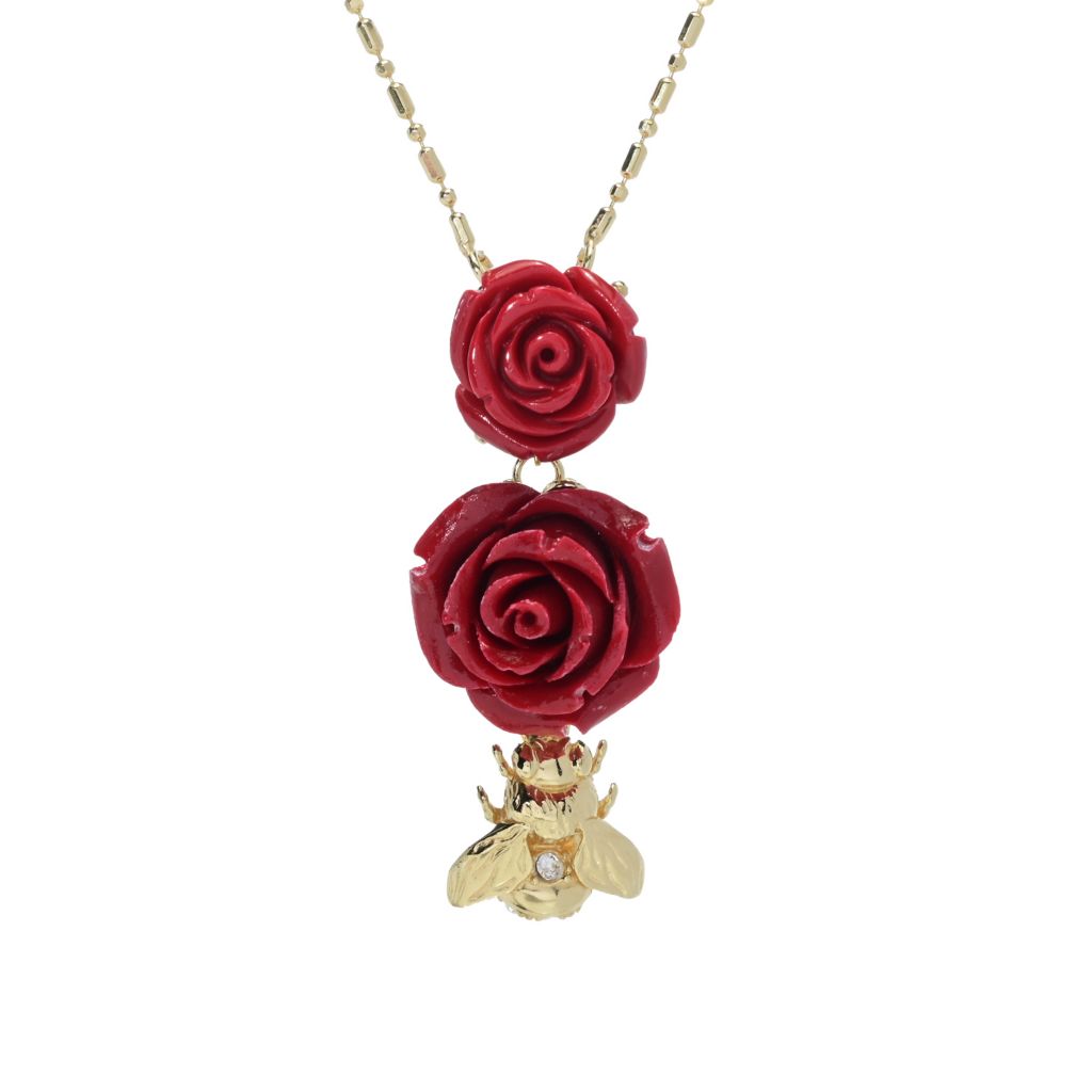 graziella-23k-gold-plated-bee-choice-of-color-resin-rose-necklace