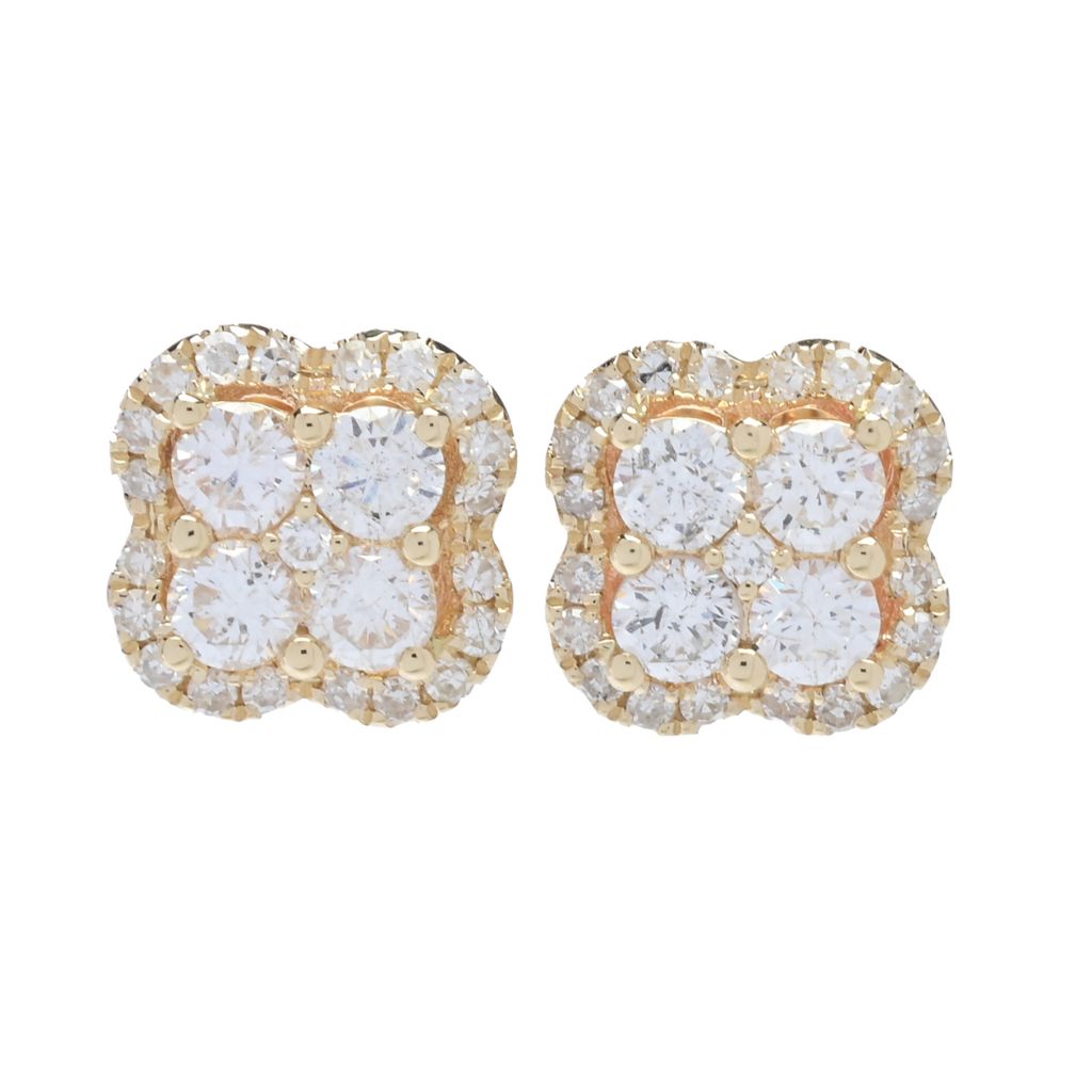lali-jewels-14k-gold-polished-0-81ctw-diamond-clover-stud-earrings