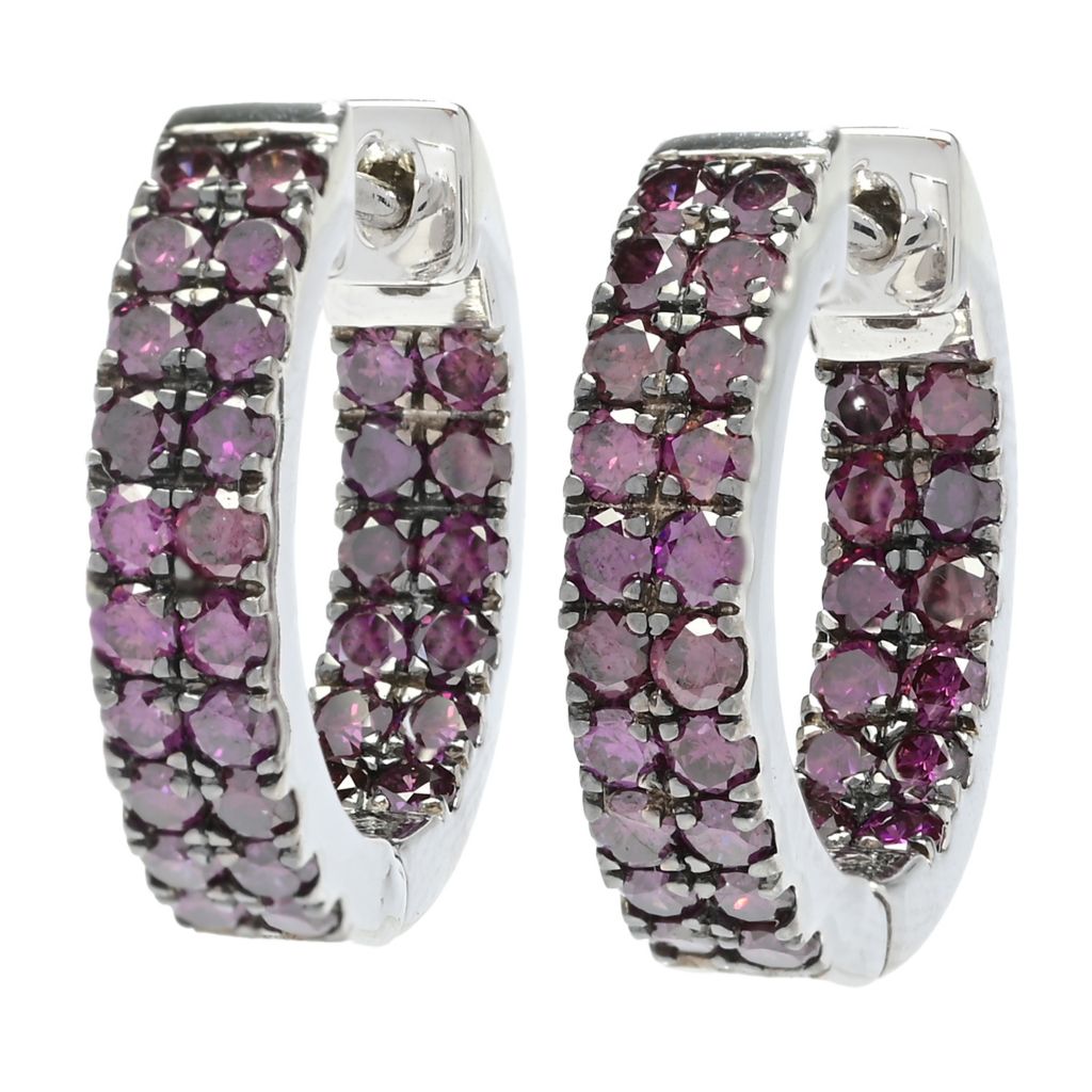 diamond-treasures-14k-white-gold-2-01ctw-purple-diamond-double-row-hoop-earrings