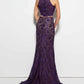 Mac Duggal - Lace Two-Piece Halter Neck Gown