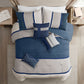 7 Piece Faux Suede Comforter Set Blue California King