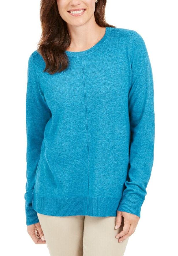 Karen Scott Women's Crewneck Long-Sleeve Sweater Blue Size X-Small