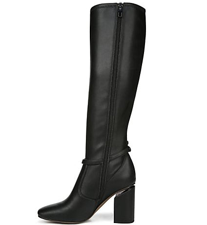Franco Sarto Women's Ankle Strap Accent Metal Detailing Roxanne Square Toe Block Heel Zip up Boots Black Size 9.5 M
