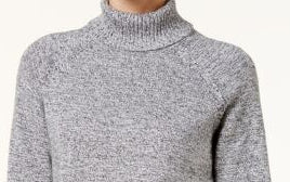 Karen Scott Women's Marled Cotton Turtleneck Sweater Gray Size Medium