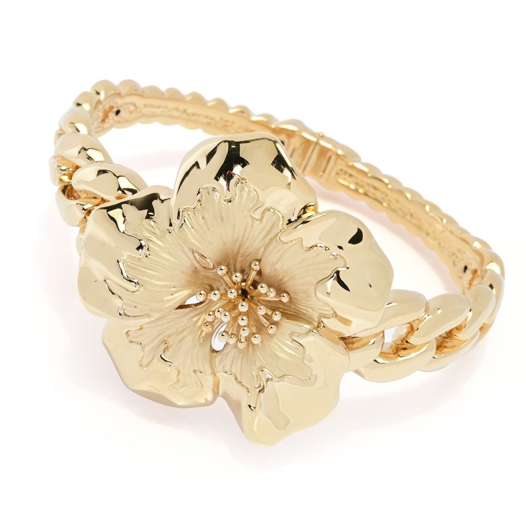 graziella-23k-gold-plated-electroform-hibiscus-curb-link-cuff-bracelet