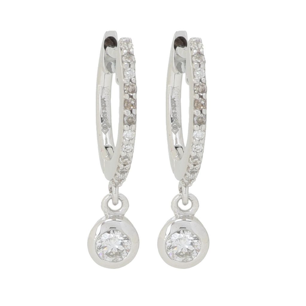 diamond-treasures-0-34ctw-bezel-set-diamond-charm-huggie-hoop-earrings