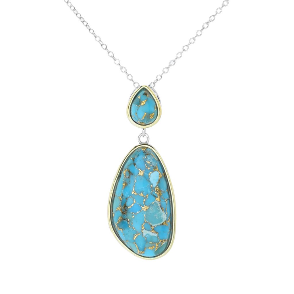 elemental-gems-two-tone-24x13mm-blue-copper-turquoise-pendant-w-chain