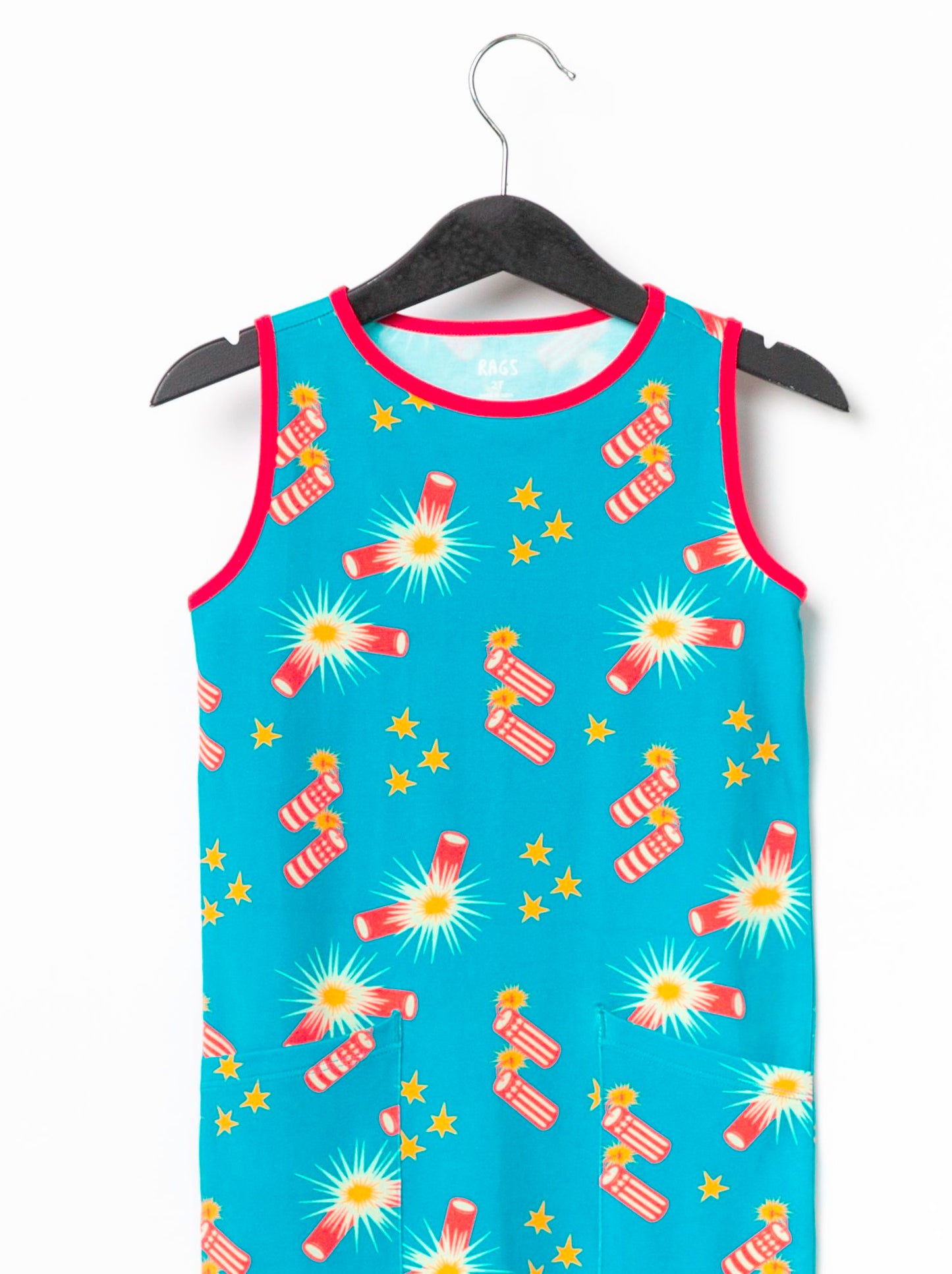 RAGS Apparel Kid's Tank Capri Hip Pocket Rag Romper Blue Size 12-18M