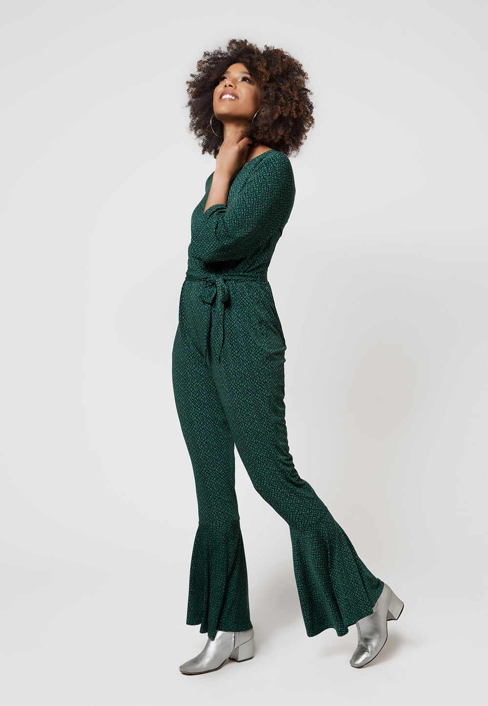 Leota Women's Gabby Geo Print Jumpsuit Green Size X-Large