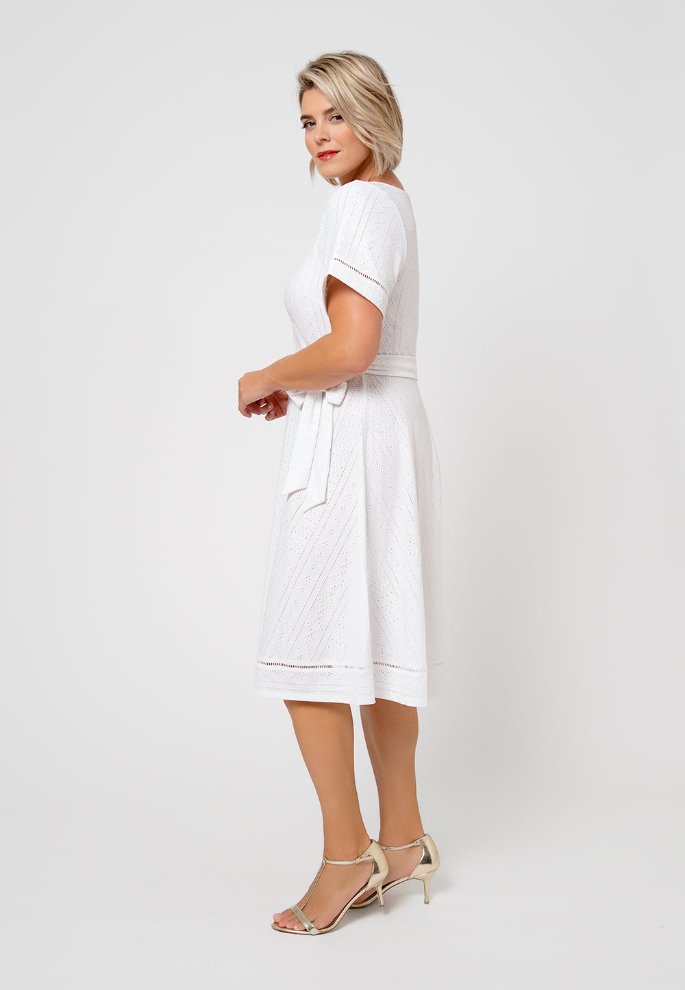 Leota Women's Genesis Eyelet Jersey Dress White Size 1X