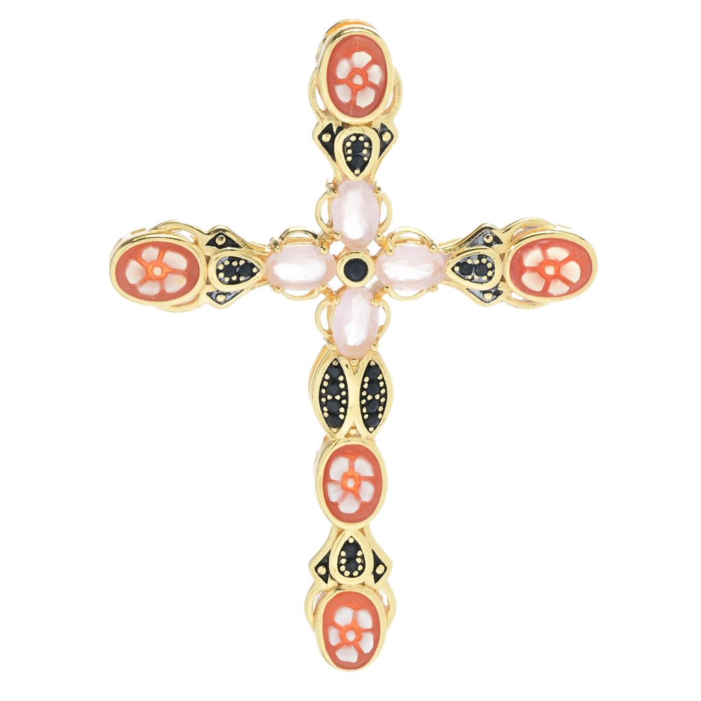 cameo-italiano-sacred-floral-shell-cameo-simulated-gem-cross-pendant