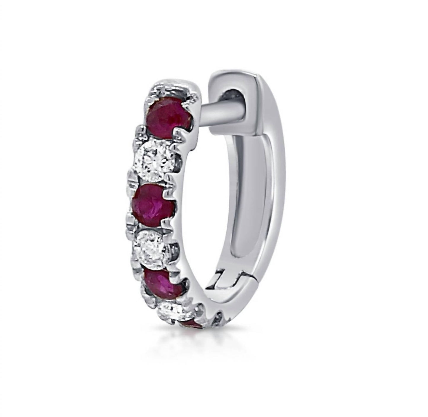 Diana M Jewels - 0.14ct Diamond And 8 Rubbies Huggie Earrings