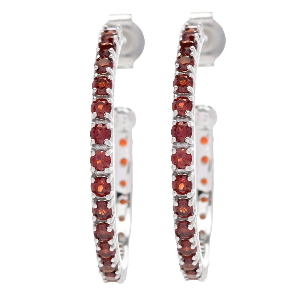 platinum-plated-polished-choice-of-gemstone-1-hoop-earrings