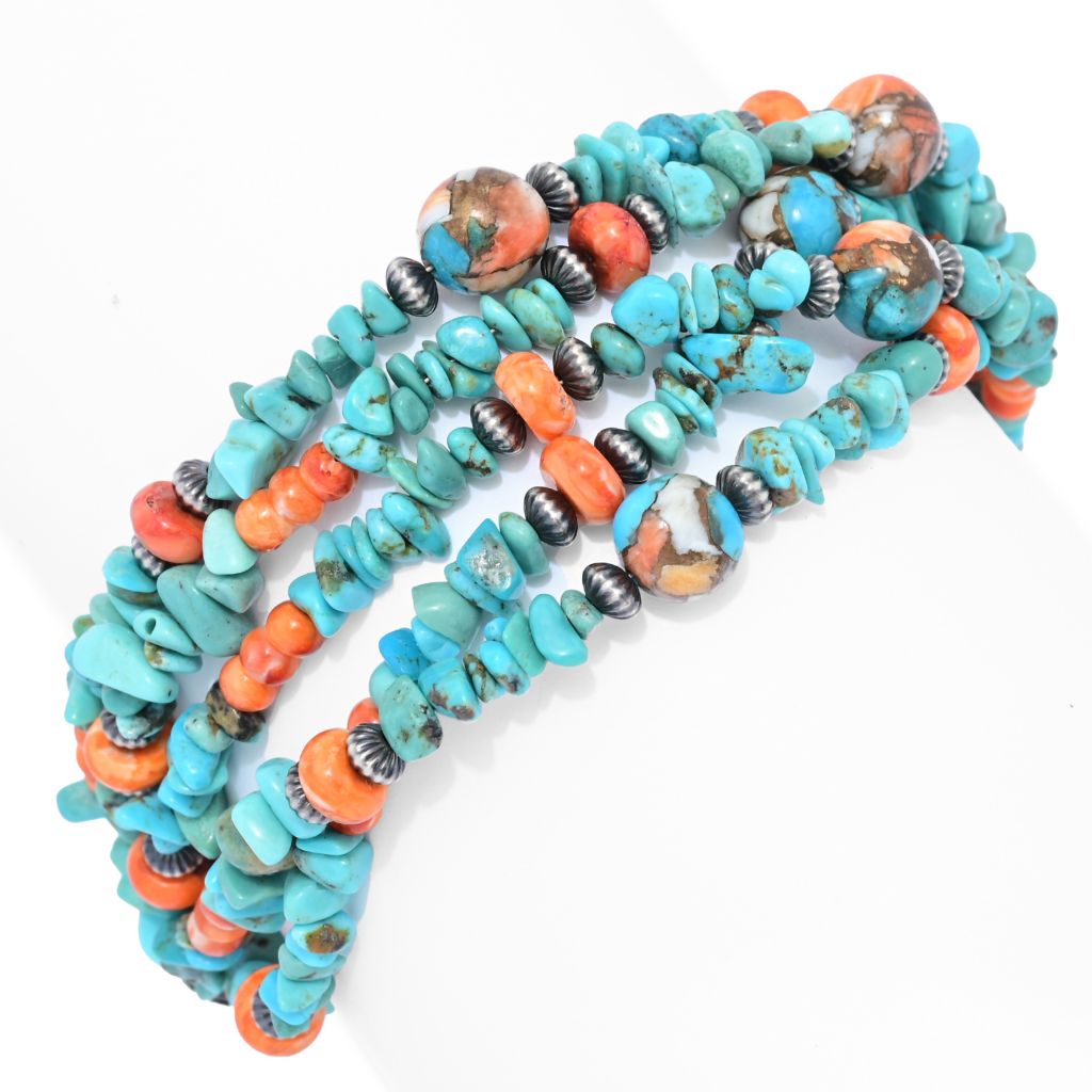 southwest-elements-kingman-turquoise-spiny-oyster-beaded-bracelet