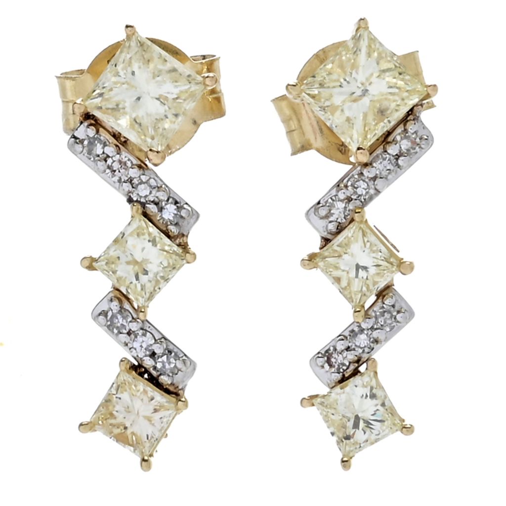 diamond-treasures-1-17ctw-princess-cut-yellow-white-diamond-linear-earrings