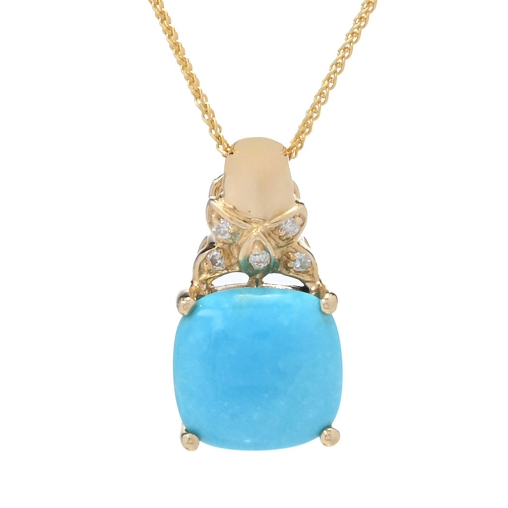 lali-jewels-14k-gold-polished-9mm-cushion-shape-turquoise-diamond-pendant