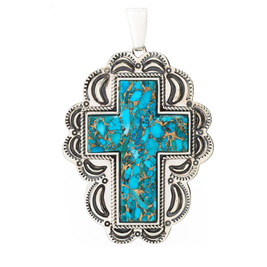 southwest-elements-sterling-silver-choice-of-mohave-turquoise-cross-enhancer-pendant