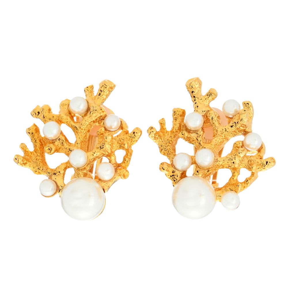 kenneth-jay-lane-22k-gold-plated-simulated-pearl-coral-reef-clip-on-button-earrings