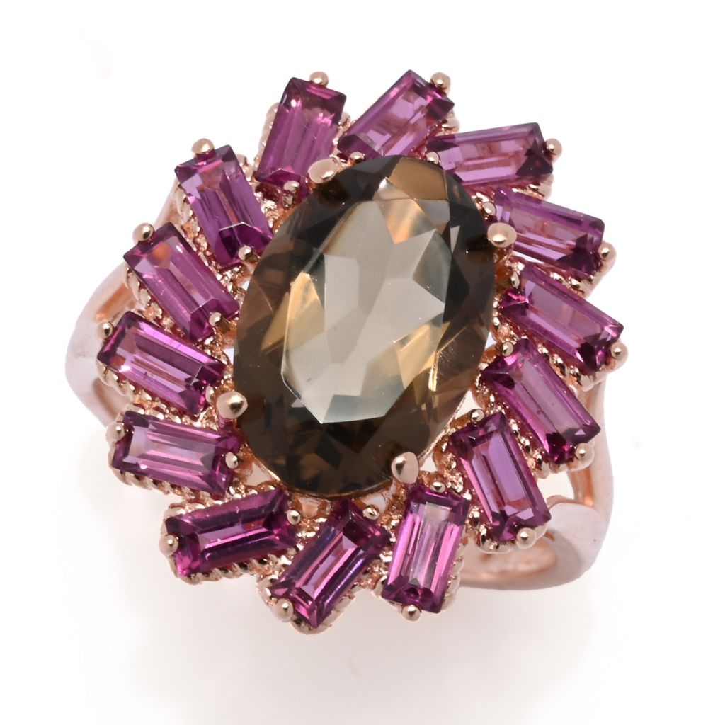 rose-gold-plated-choice-of-gemstone-oval-baguette-cluster-halo-ring