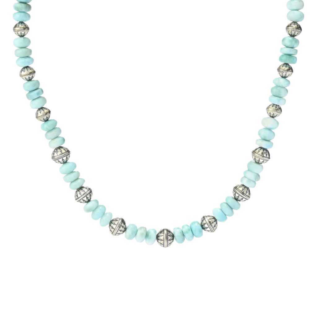 southwest-elements-sterling-silver-8mm-larimar-rondelle-bead-necklace